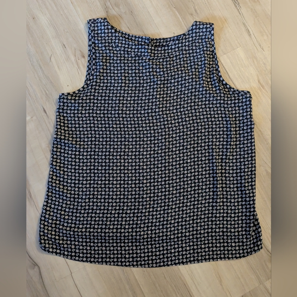 LOFT Black and White Patterned Tank Top